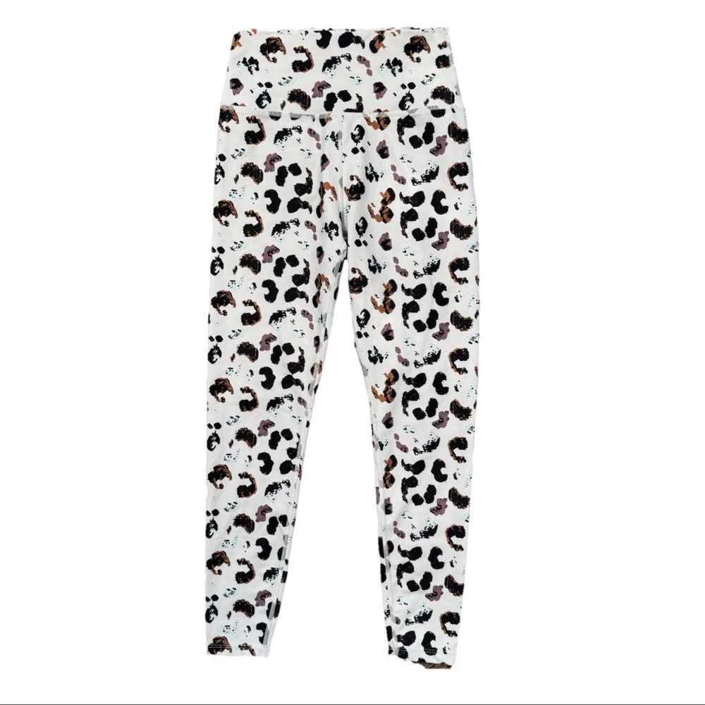 Sage Collective Leggings Size Small White Animal Cheetah High Waist Yoga Active
